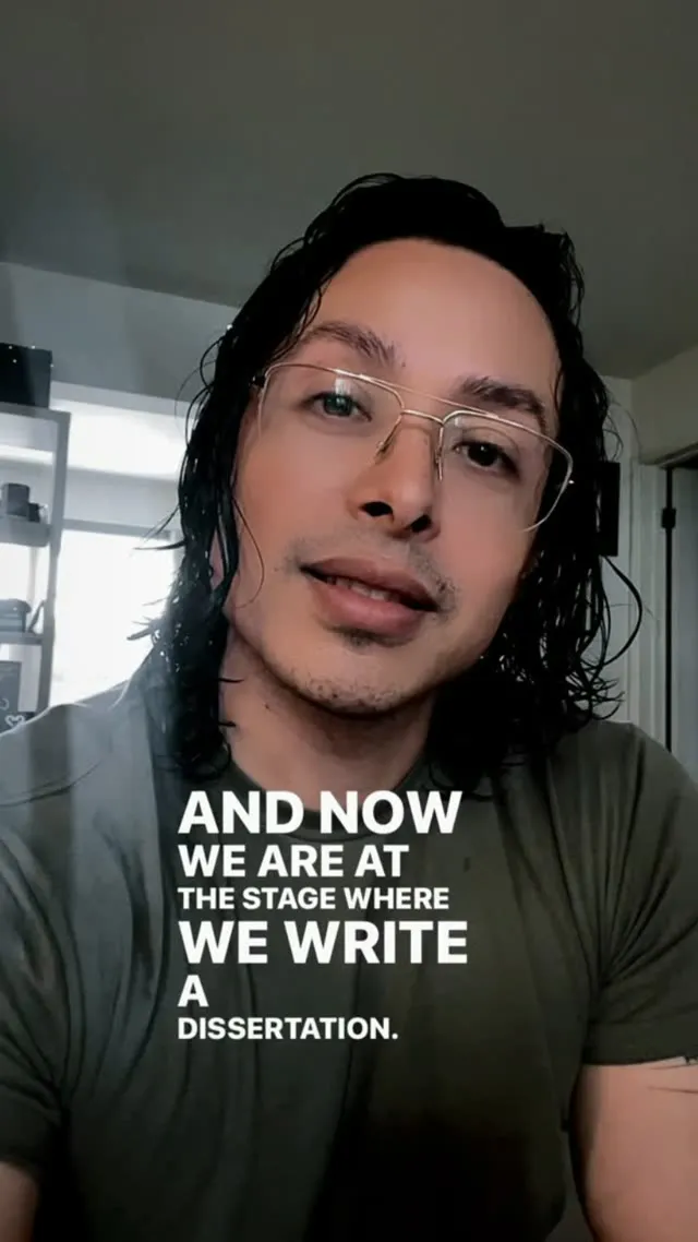 René Velarde with the words “And now we are at the stage where we write a dissertation”